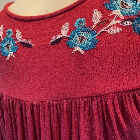 Free People Mini Dress Te Amo Floral Butterfly Sleeve Flow embroidered lined S - Picture 15 of 16